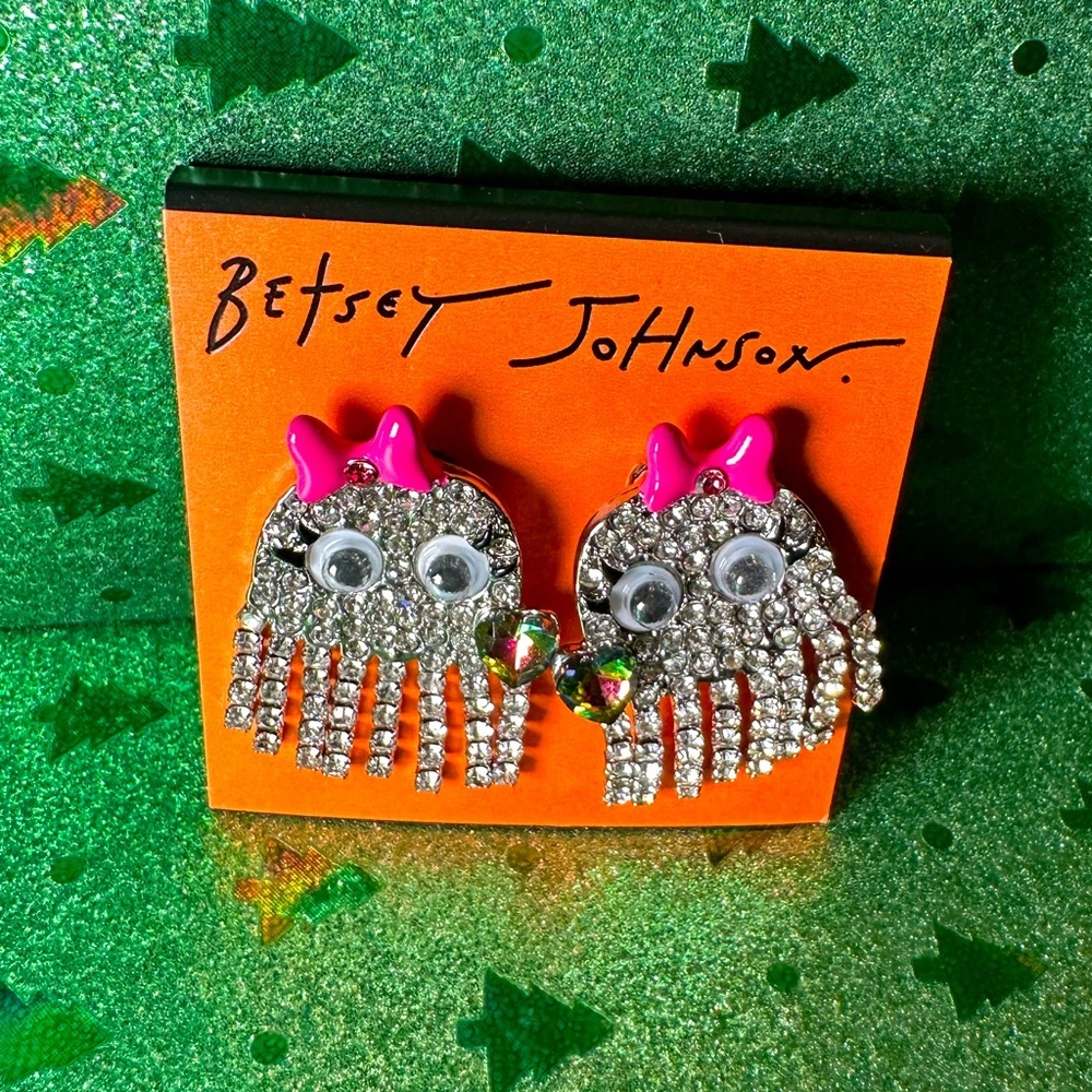 Betsey Johnson Sparkle Ghost earrings NWT
